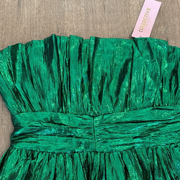 NWT The Collective Green Strapless Metallic Dress - Picture 3 of 5